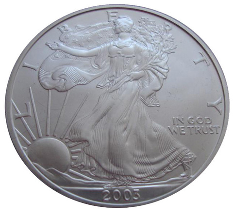 США 1 доллар 2003 Шагающая свобода СЕРЕБРО сертификат коробка