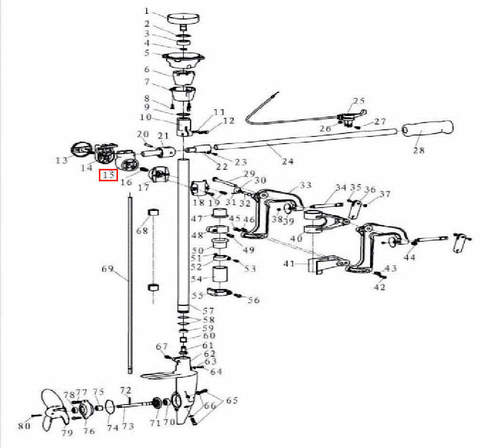 Основание фиксатора румпеля горизонтального для лодочного мотора T3,5 Sea-PRO
