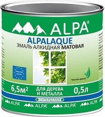 Эмаль Alpa Alpalaque алкидная для дерева и металла супербелая матовая