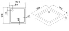 ДУШЕВОЙ ПОДДОН ERLIT ER90H 900x900x150