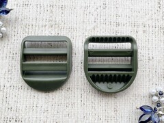 Пряжка трёхщелевая усиленная РОМ пластик, 3,8 см, 9,6 гр, хаки