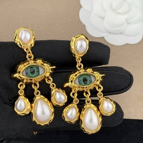 73324- Длинные серьги в стиле Schiaparelli с подвесками