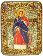Инкрустированная икона Святая великомученица Екатерина 20х15см на натуральном дереве в подарочной коробке