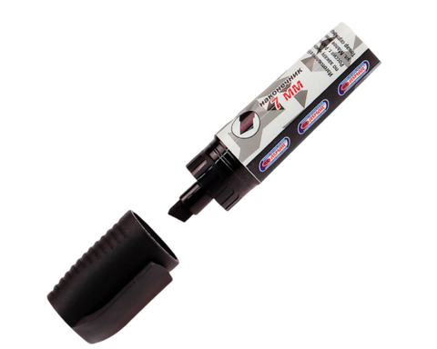 Маркер перманентный ASMAR черный скошенный наконечник 7мм 12 шт AR-2008