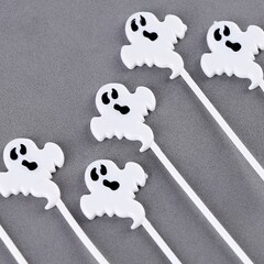 Шпажки для канапе, Привидение, пластик, Белый, 12 шт.