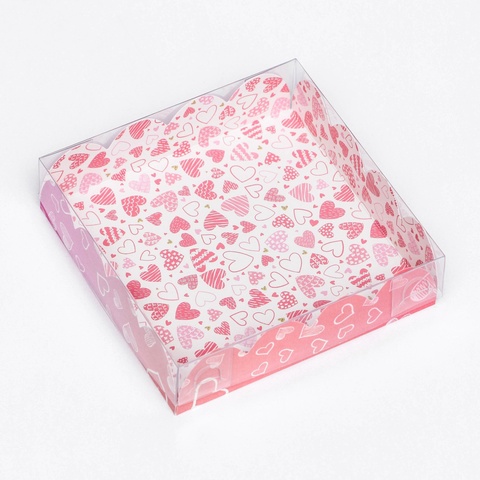 Коробка для печенья и пряников, «Сердечки» 12×12×3 см