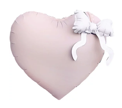 Сердце 22" Золотой бант, Розовый, Сатин Fl