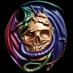 Силиконовый молд Череп с драконом