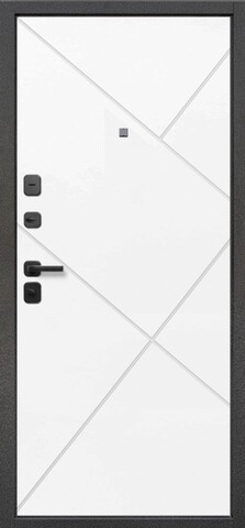 Дверь входная Бронин Грань 7, 2 замка, 1,2 мм металл, (серебро антик+белый эмалит) #3