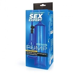 Вакуумная помпа Sex Expert с всасывающим насосом синяя (L 200 мм, D 55 мм)