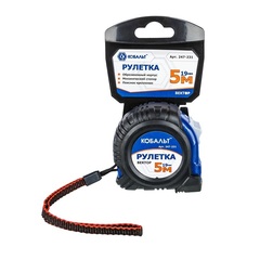 Рулетка КОБАЛЬТ Вектор  5м x 19мм обрезиненный корпус (мех.стопор, белое матов. покрытие,  (247-231)