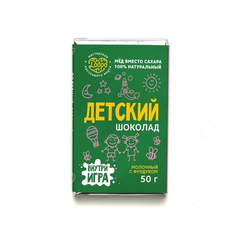 Добро Детский шоколад молочный, 54% какао на меду с фундуком, 50 гр.