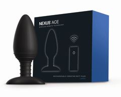 Чёрная вибровтулка NEXUS ACE LARGE с дистанционным управлением - 14 см. - 