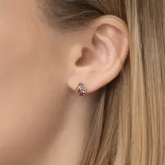 Серьги пусеты Божьи Коровки (Драгоценный сад) из золота с гранатами