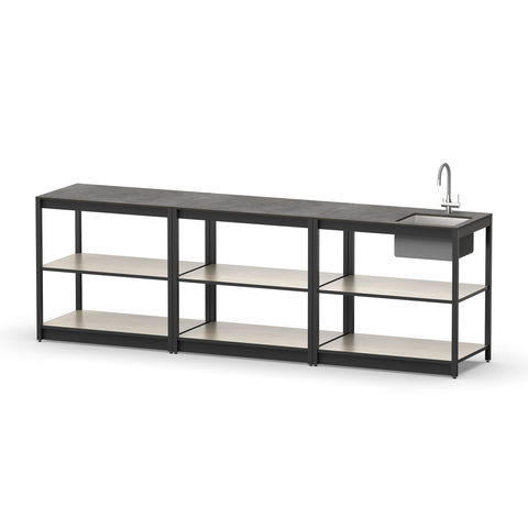 Уличная кухня Lounge C-110S, 2.7 м, дуб сонома/черный мрамор