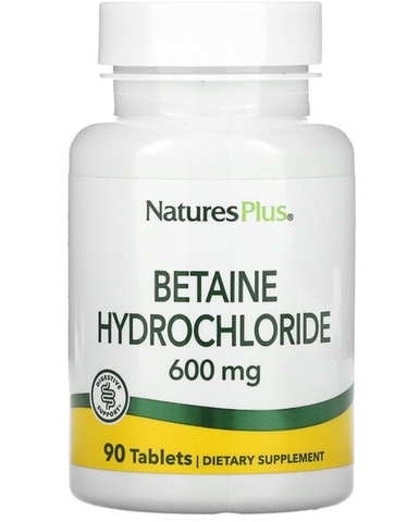 Naturesplus, Бетаин гидрохлорид (Betaine Hydrochloride), 600 мг, 90 таблеток