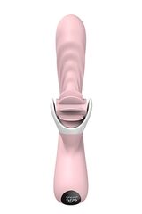 Розовый вибратор с клиторальным стимулятором-вертушкой LICKING SENSATION - 