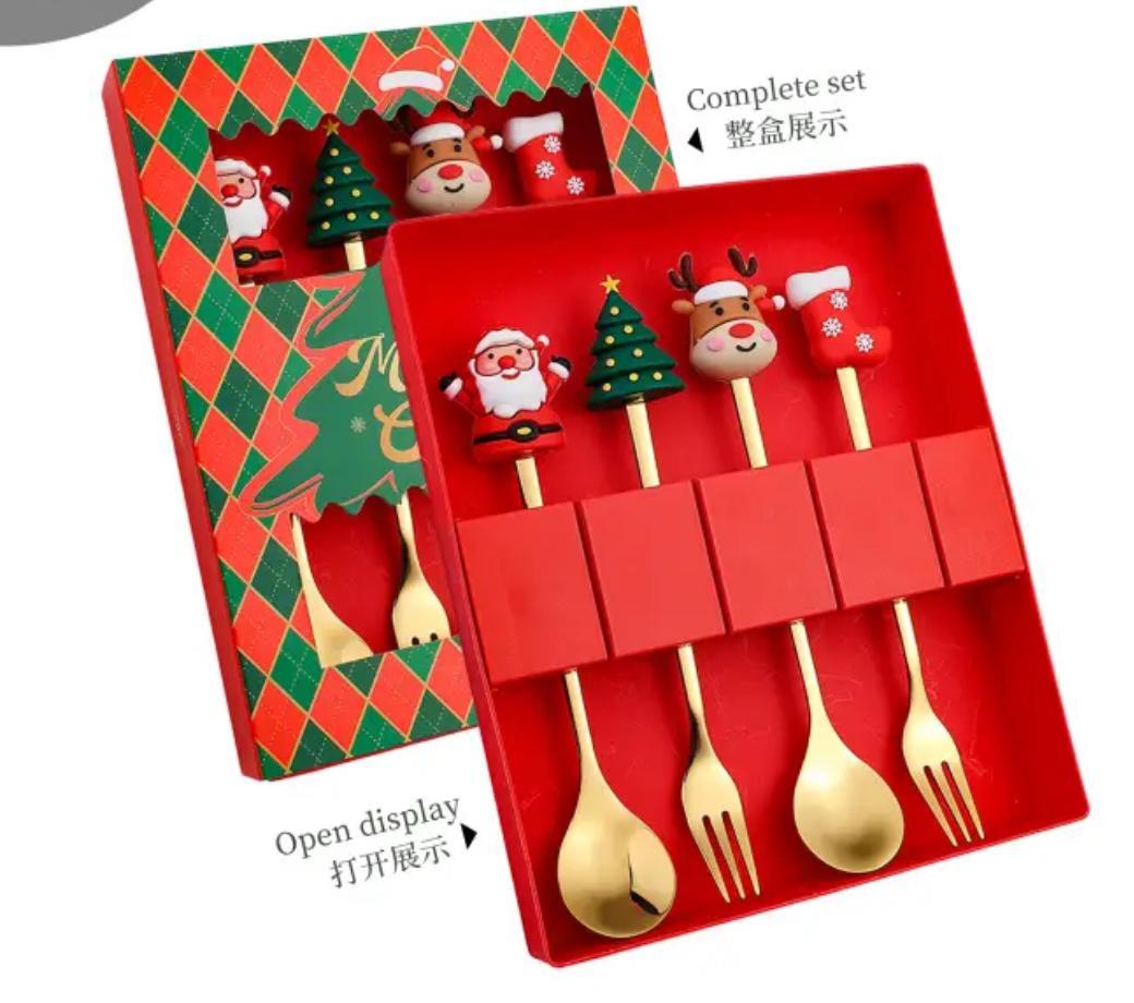 Набор новогодних столовых приборов 4 предмета