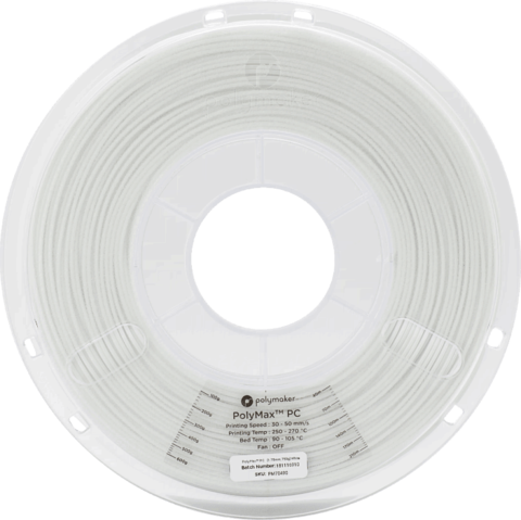 Пластик для 3D-принтера PolyMaker PolyMax PC, 1.75 мм, 0,75 кг, Белый