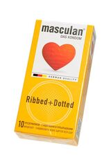 Презервативы с колечками и пупырышками Masculan Ribbed+Dotted - 10 шт. - 
