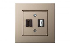 Розетка HDMI и USB для Передачи Данных Шампань LIREGUS EPSILON