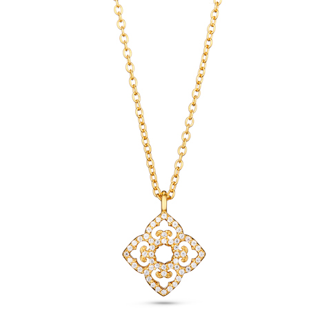 Classic Mini Pendant, Yellow Gold, Cubic Zircons