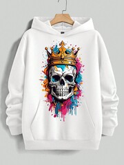 Толстовка с принтом "Череп" белая