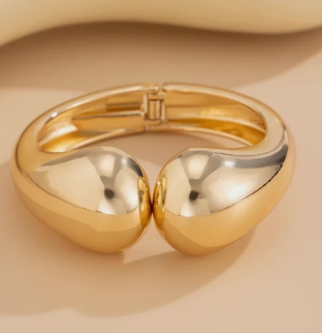 45241- Стильный жёсткий две капли цвет золото/серебро