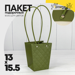 
          Пакет подарочный 15.5х13х9.5см Ваза для цветов "Ромбы" (Зеленый)