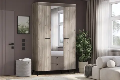 Шкаф 3-х створчатый Кассандра дуб смоки / серый