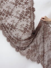 Кружево шантильи для белья шоколад широкое неэластичное ширина 70 см купон 2.9 м