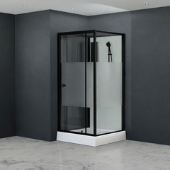 Душевая кабина квадратная 70 х 70 , распашная дверь, стеклянная, профиль чёрный