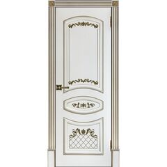 Купить Межкомнатная дверь эмаль Алина белая патина золото глухая