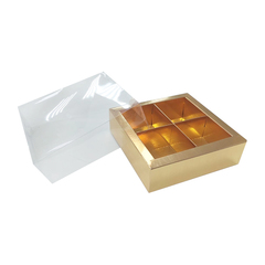 Коробка для 4 десертов 17х17х5 см Золото