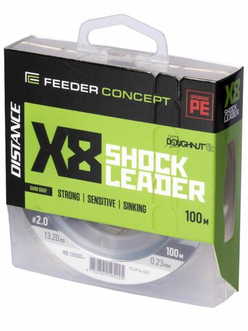 Шок-лидер плетёный Feeder Concept Flat Method х8 SHOCK LEADER Dark Gray 100/023