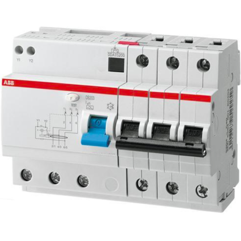 Дифф. автомат. выключатель 3-полюсный 50 А, тип AC (перемен.), 10 кА DS203 M AC-C50/0,03. ABB. 2CSR273001R1504