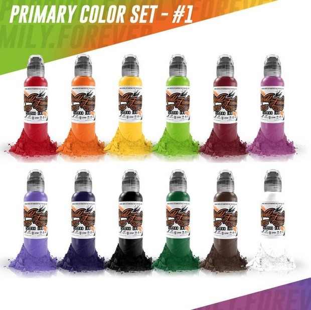 Набор красок для тату Color Primary Set #1 - 12шт по 1 унция - 30 мл от   World Famous