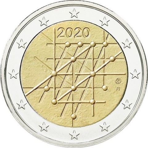 2 евро 2020 Финляндия . 100-летие университета Турку