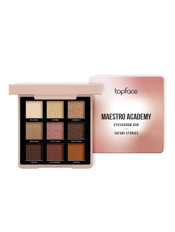 Topface Палитра теней для век 9-цв. тон 002  Сафари РТ512 "Maestro Academy Eyeshadow Bar"