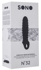 Чёрная ребристая насадка Stretchy Penis Extension No.32 - 