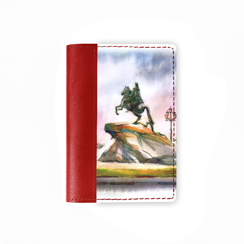 Обложка на паспорт комбинированная "Картина", красная