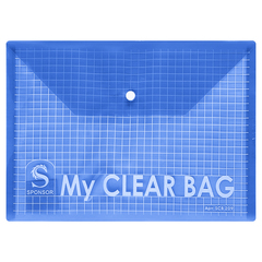 Папка-конверт на кнопке Sponsor, формат А4, серия "My Clear Bag", 31*23 см, полупрозрачная, 4 цвета ассорти, 20 шт