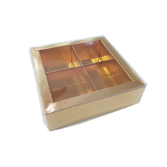 Коробка для 4 десертов 17х17х5 см Золото