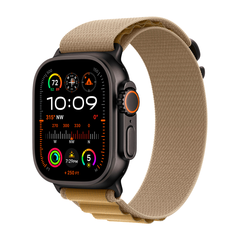 Умные часы Apple Watch Ultra 2 (2024) GPS + Cellular, 49mm, Black Titanium Case with Tan Alpine Loop L, (Песочный)