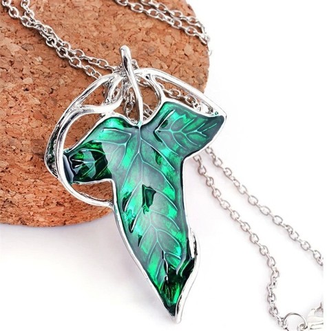 Lord of Rings Pendant Green Leaf