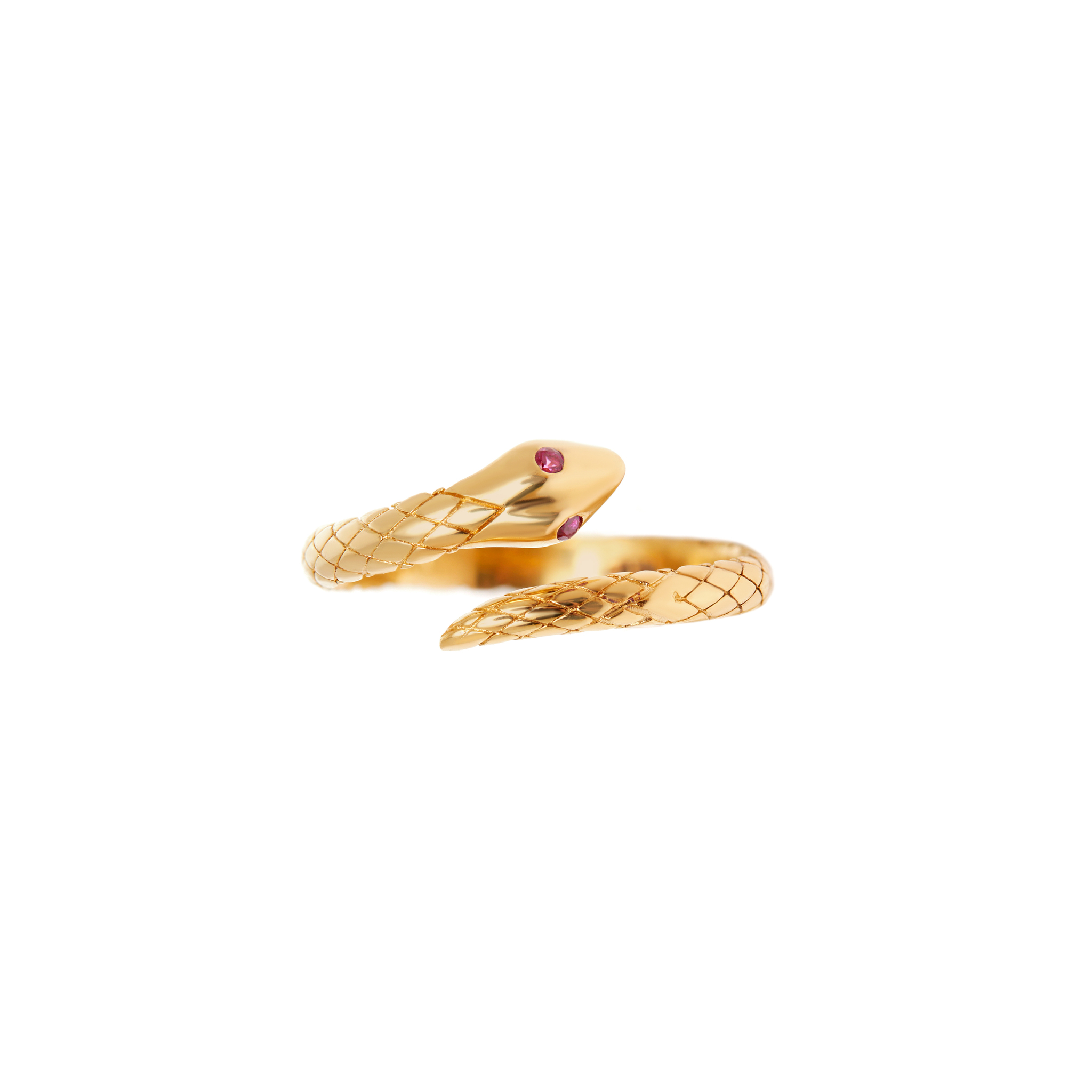 Gold Snake Ring Ruby Stones 15780