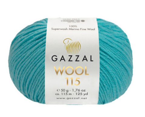 Пряжа Gazzal WOOL 115 3329 бирюза (уп.5 мотков)