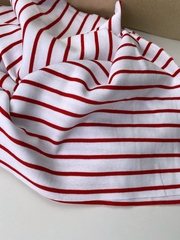 Отрез 0,25м Трикотаж Breton stripes, Белый с красным