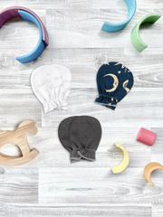 Рукавички-антицарапки Mjölk Солнце и Луна NEW/Hello Mommy/Steel Grey