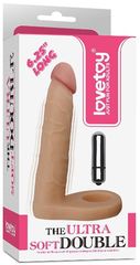 Телесная вибронасадка для двойного проникновения The Ultra Soft Double-Vibrating - 15,8 см. - 